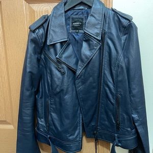 Barney NY Navy leather jacket size 14. Never worn.